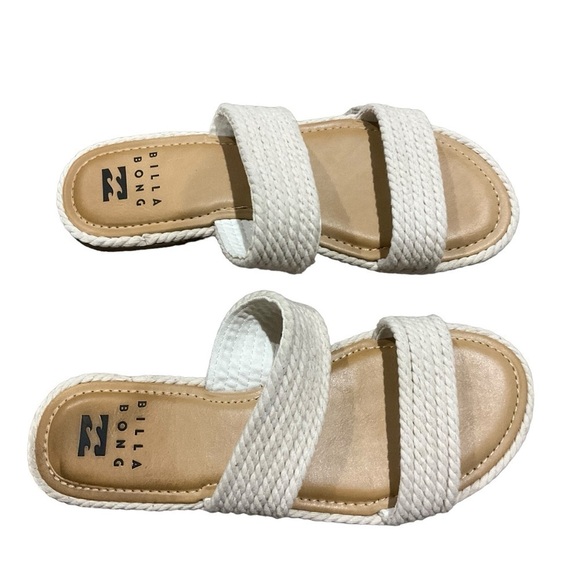 EUC Billabong Light Break Flat Sandal White Size 7 Resort Coastal Beach - Picture 1 of 4